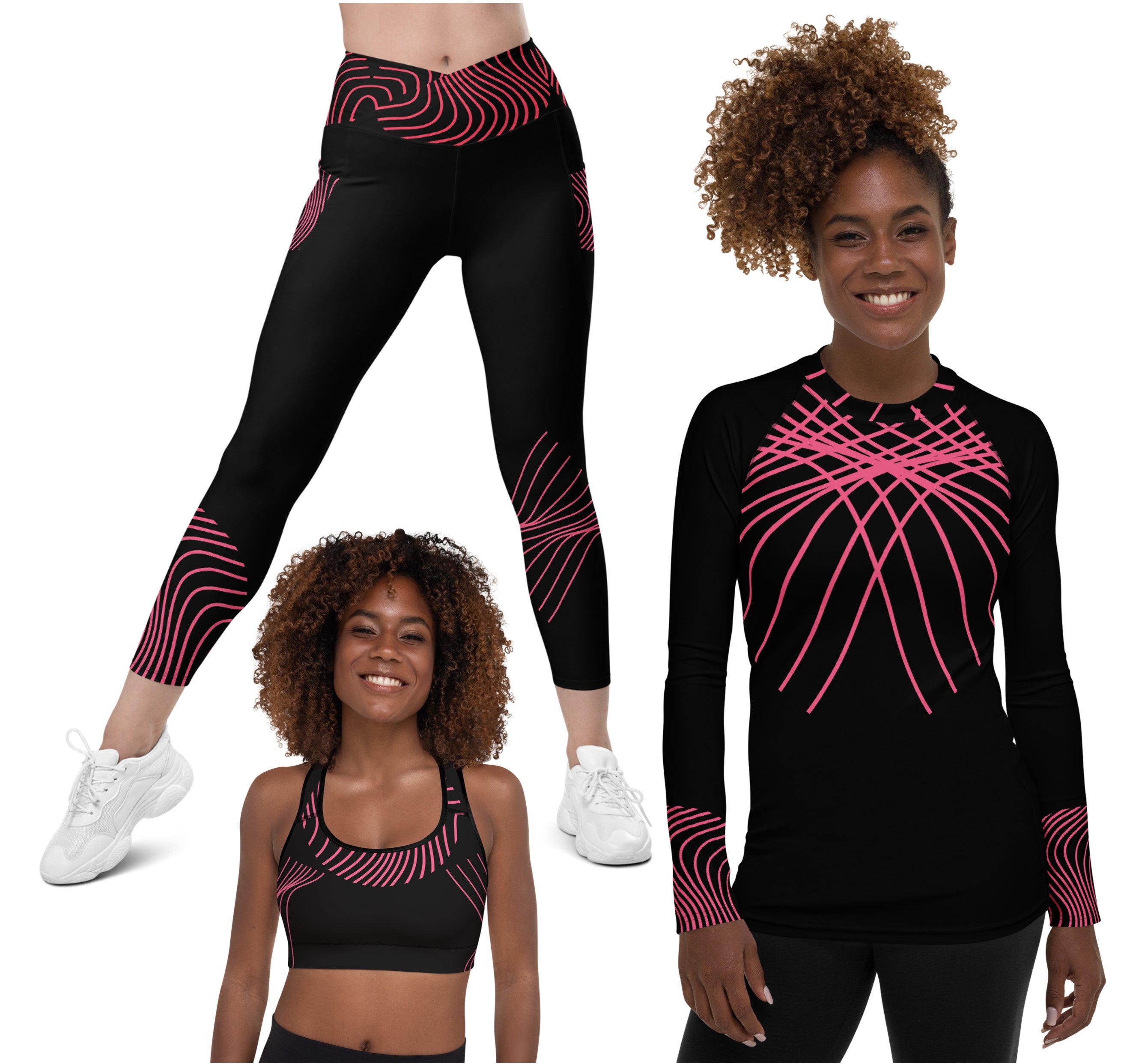 long-sleeved-top-leggings-sports-bra-gym-yoga-fitness-running-dance-top-black-viva-magenta-rash-guard-ripplefx-wickedyo1